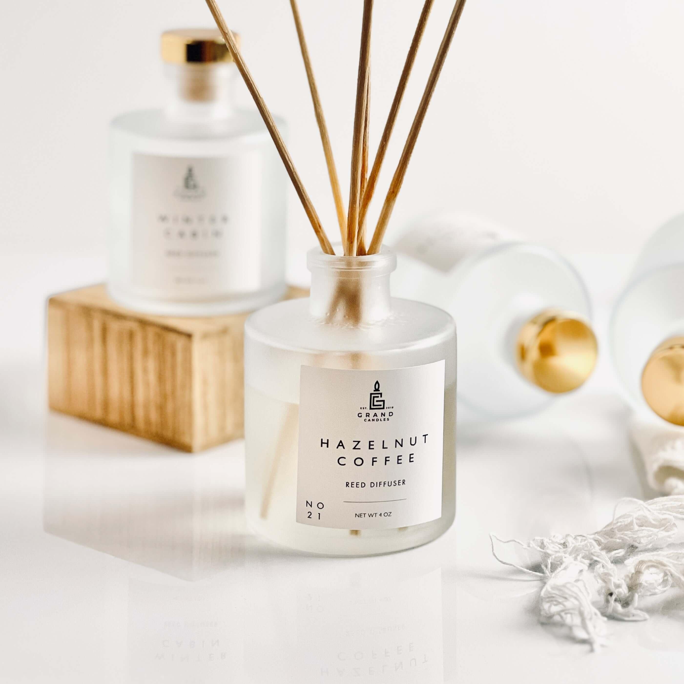 Hazelnut Coffee Reed Diffuser  - Grand Candles LLC   